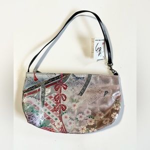 Midori Obi Arts floral tapestry purse cosmetic bag  pink mint green white purple